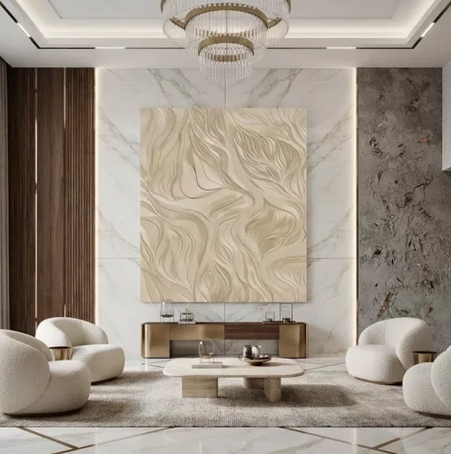 Abstract Organic Fluid Flow Wave Wall Panel Relief STL MAX