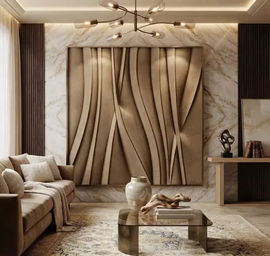 Vertical Fabric Fold Wave Wall Panel Relief STL MAX RLF OBJ