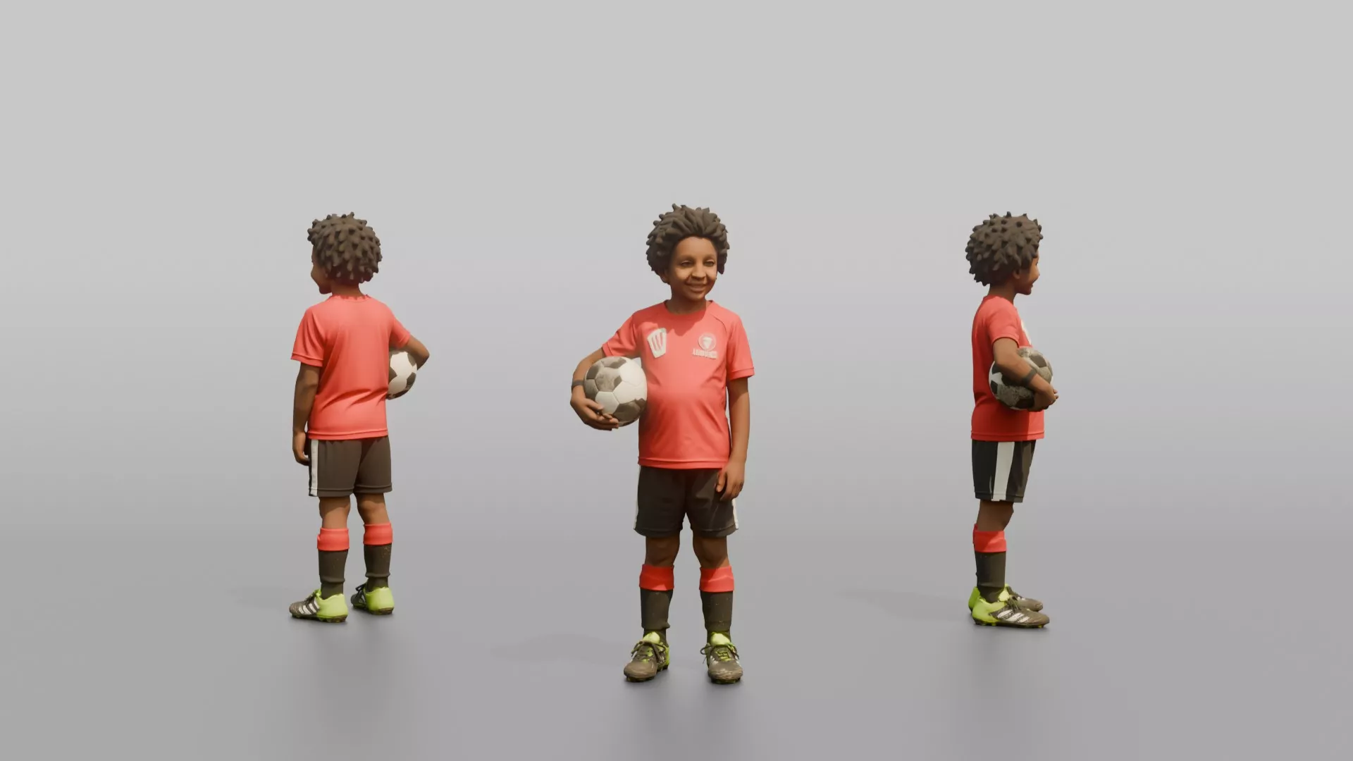 Son Holding A Soccer Ball Under One Arm 3D model