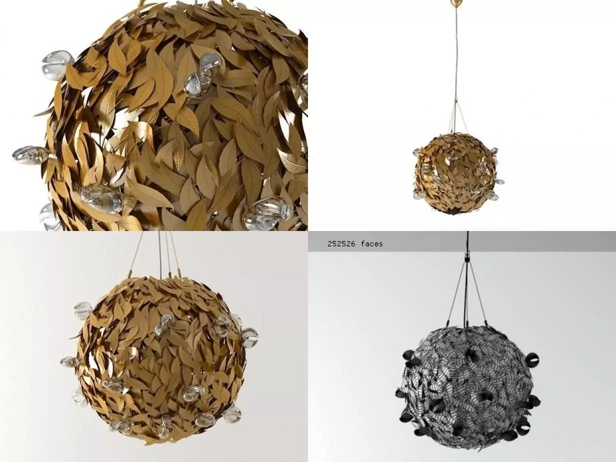 Norma gold leaf pendant light 3D model_1