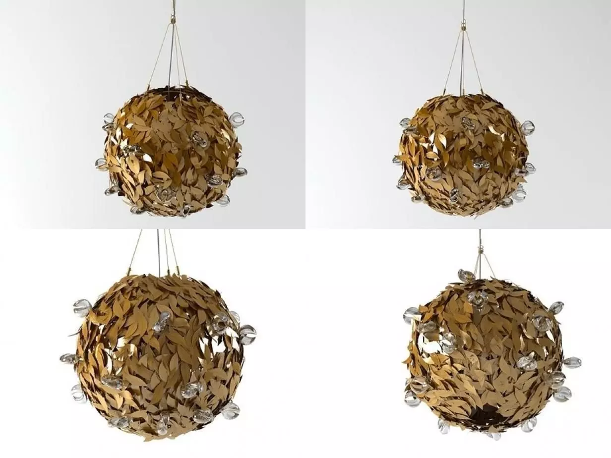 Norma gold leaf pendant light 3D model_0