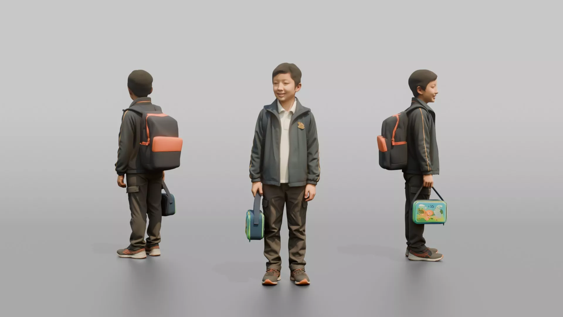 Son Carrying A School Lunchbox By Its Handle 3D model