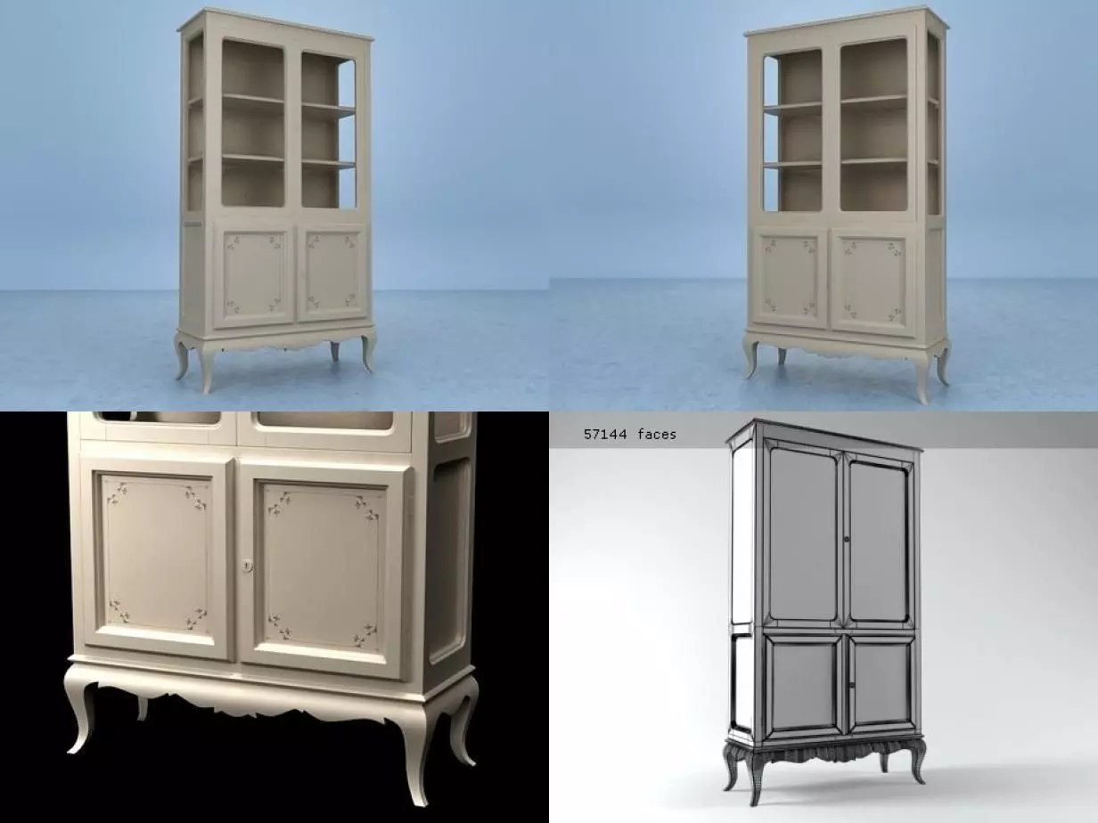 8551 bookcase with doors and drawers 3D model_1