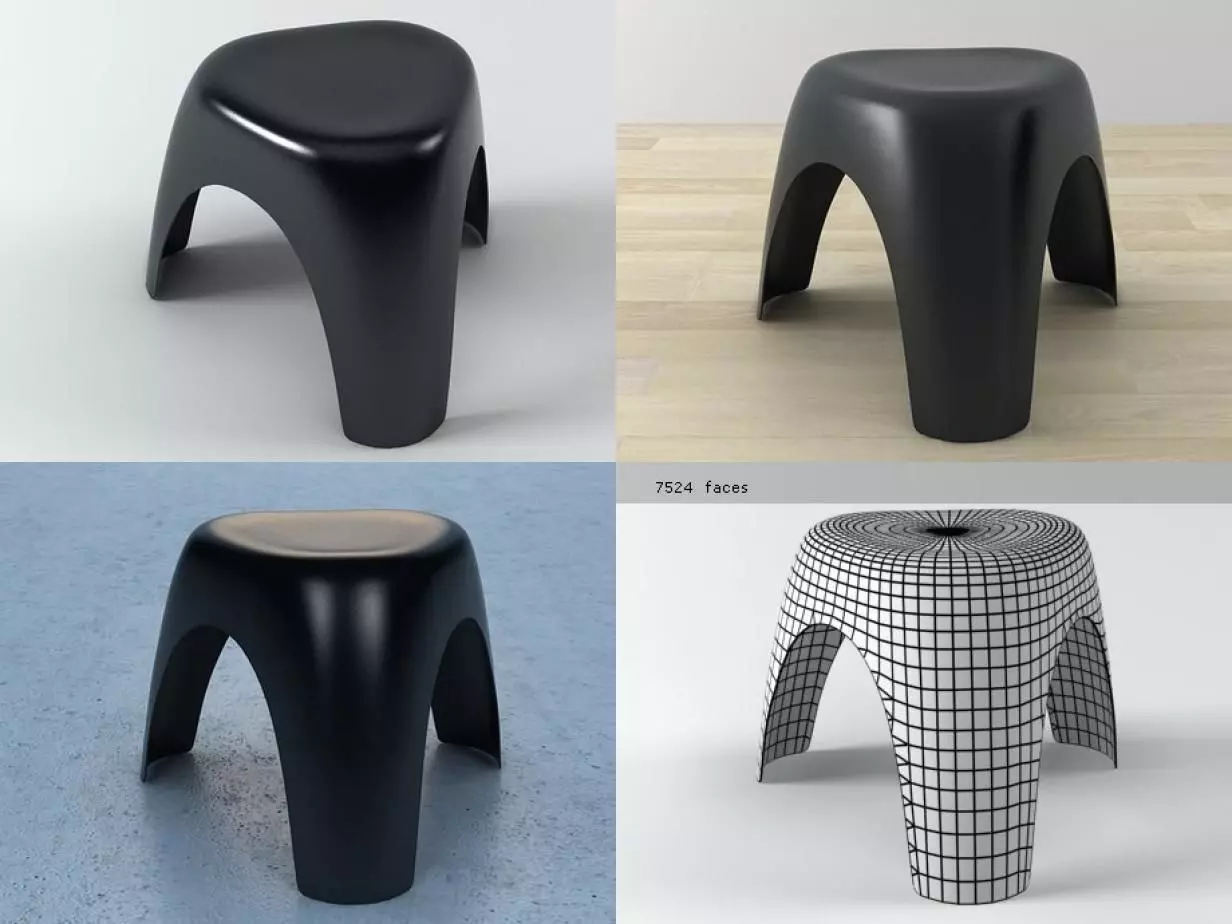 Elephant stool 3D model_2