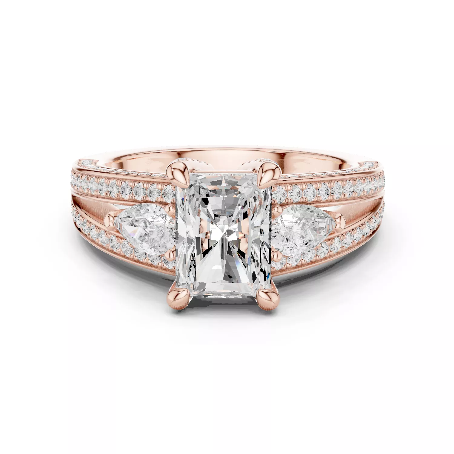 2 Ct Radiant Diamond Solitaire Engagement Ring 3D print model