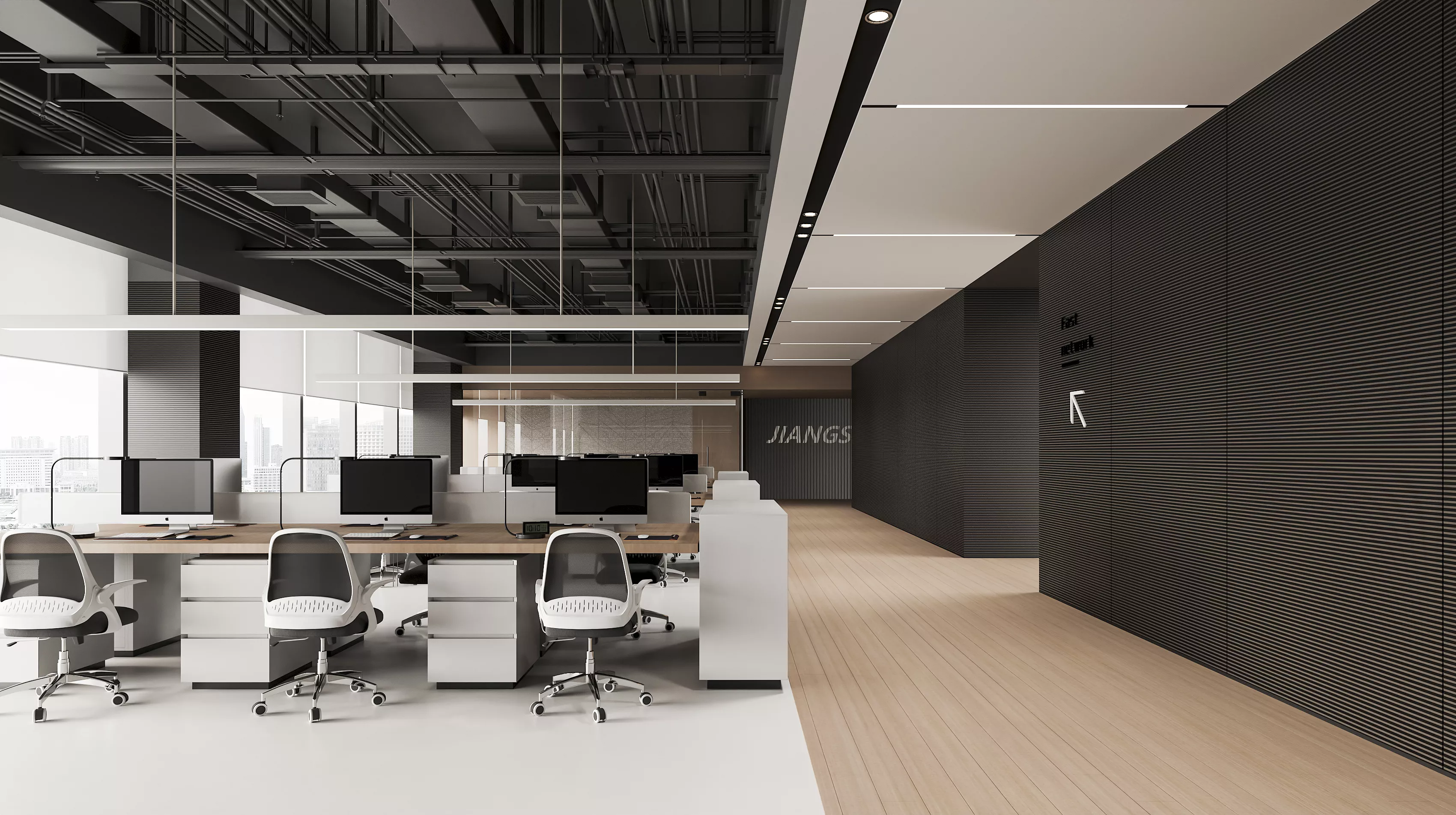 Modern Open Office Interior Design 3D model