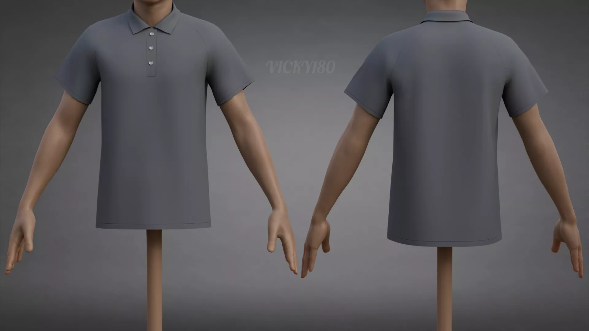 Formal Polo Shirt with Collar - Male Short Sleeve T-Shirt Low-poly 3D model