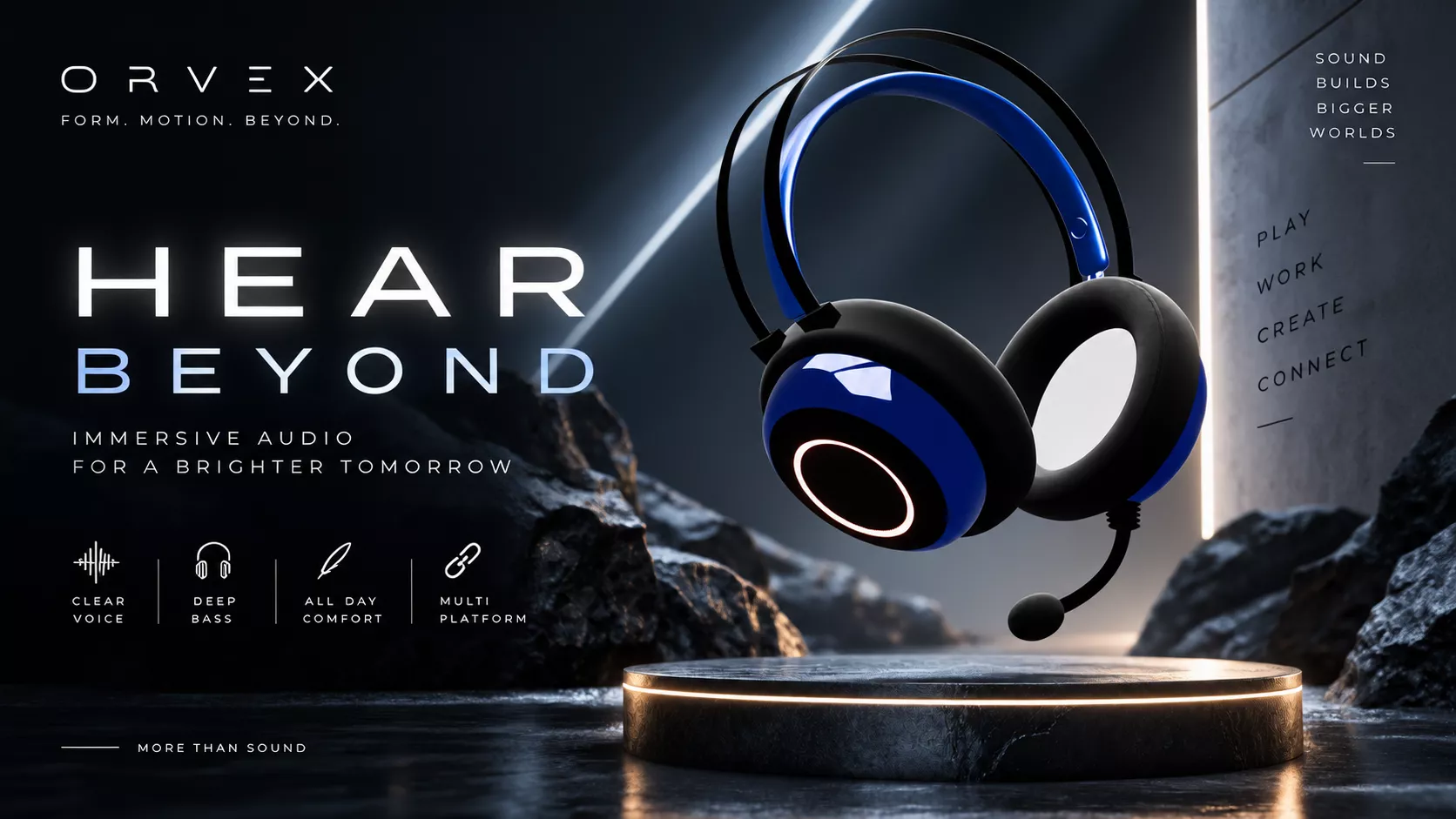 Wireless Gaming Headset with Mic Low-poly 3D model