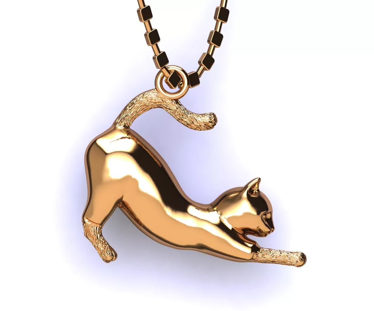 Stretching-Playful-Cat-Pendant 3D print model