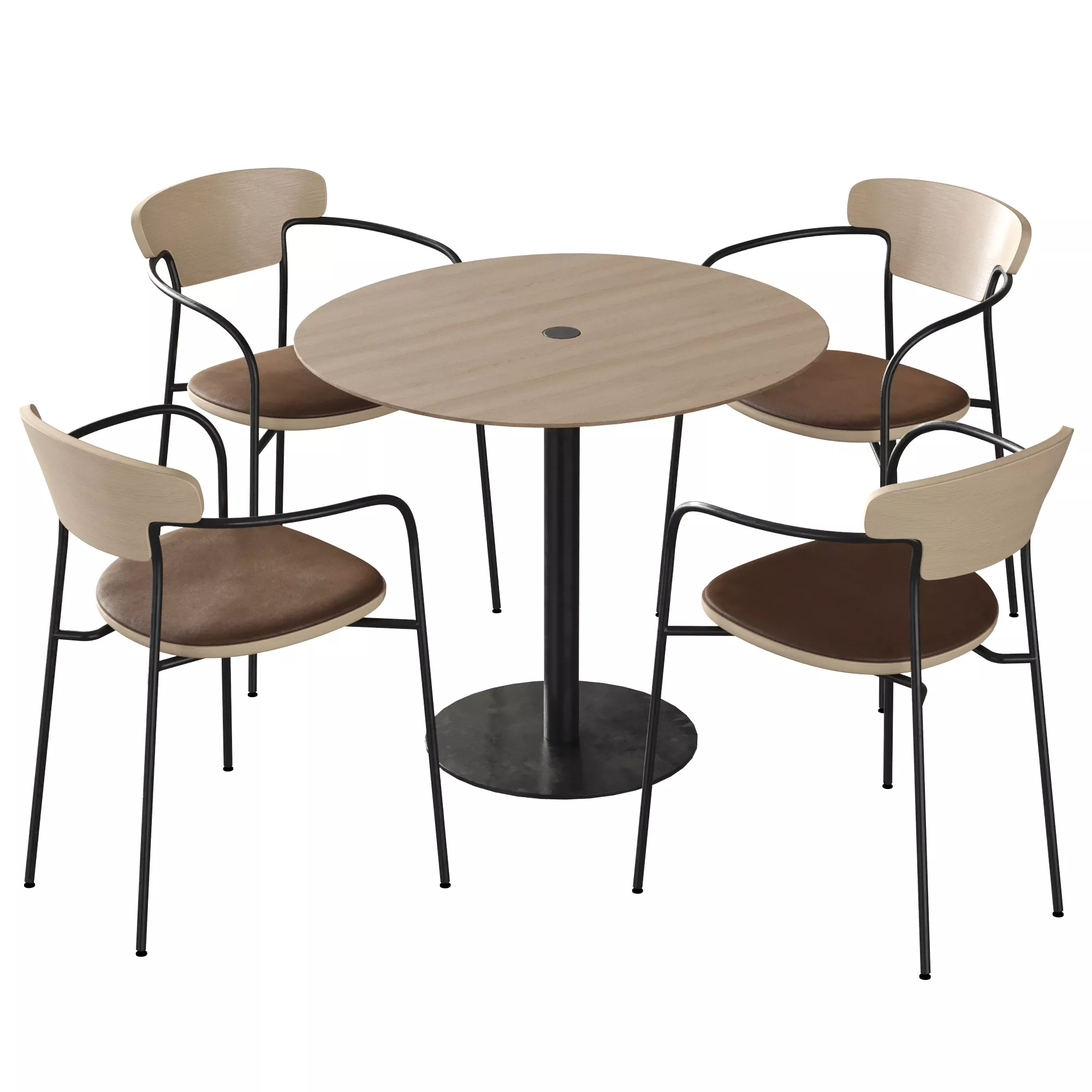 PUNT NUCLEO TABLE AND PECAN CHAIR 3D model
