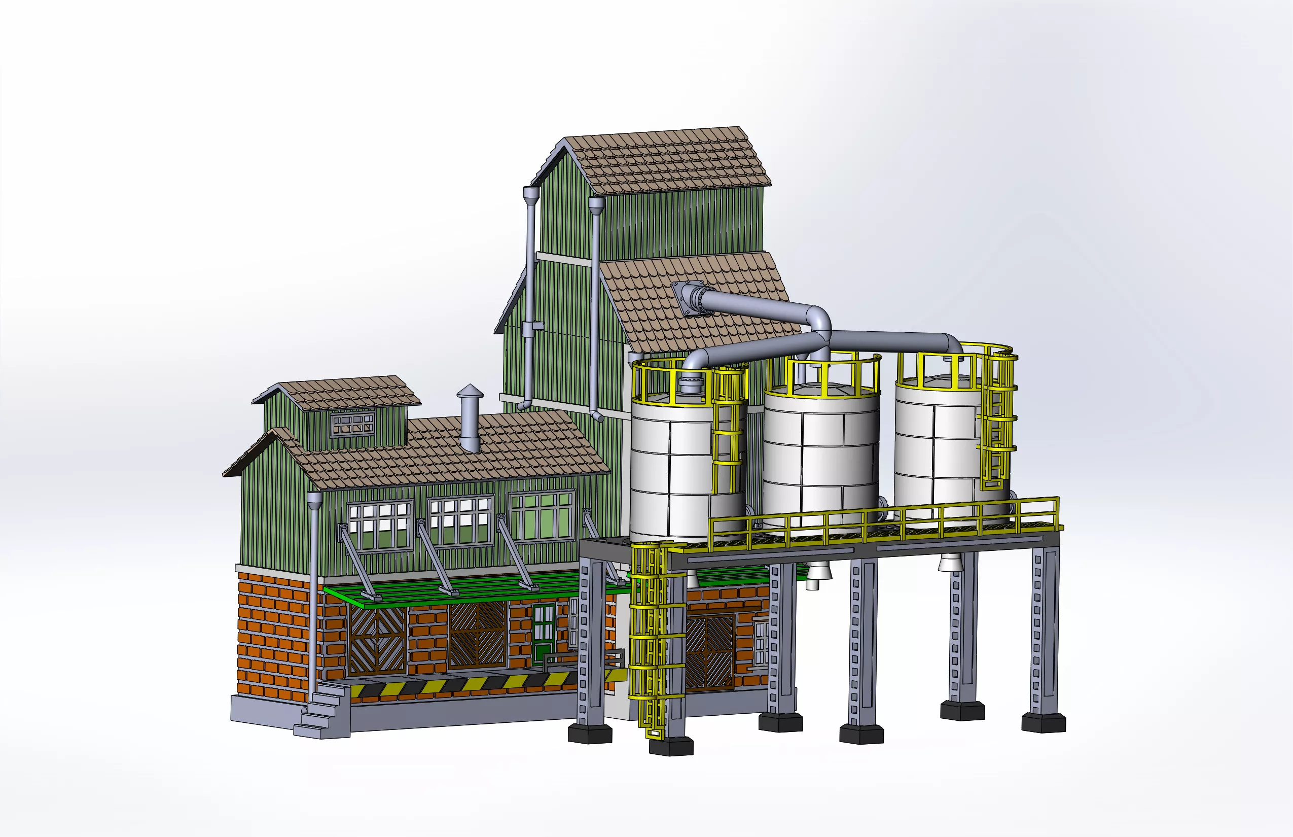 Gristmill for railroad layout for 3D print 3D print model
