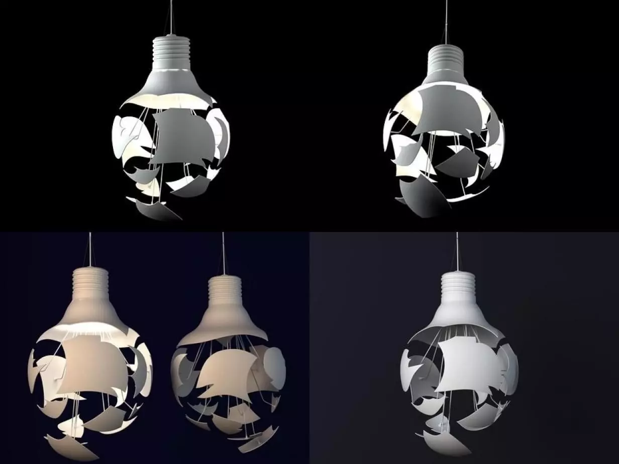 Scheisse light bulb with skull cut out of it 3D model_0