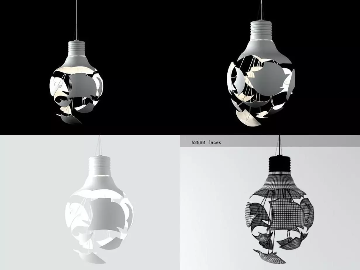 Scheisse light bulb with skull cut out of it 3D model_1