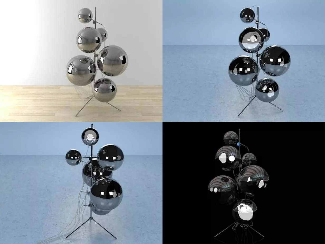 Mirror Ball Stand 3D model_2