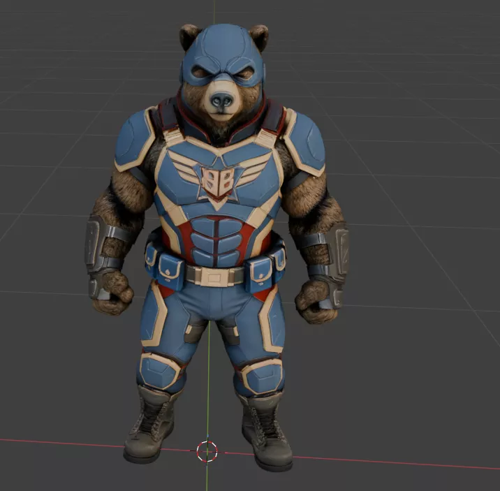 Super Bear Superhero Bear 3D Character 3D print model