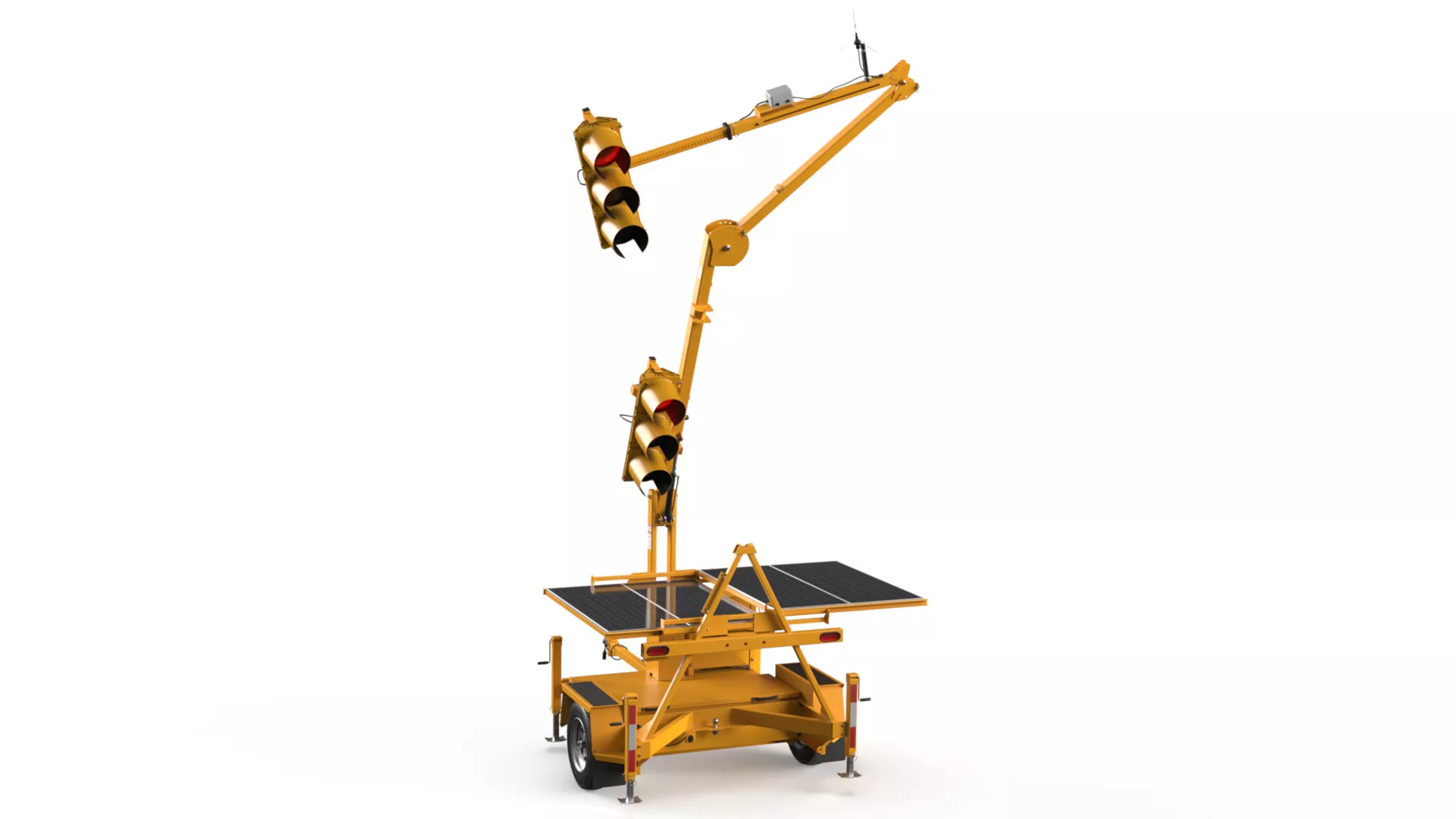 Temporary Road Signal Control Trailer Yellow Rigged 3D model