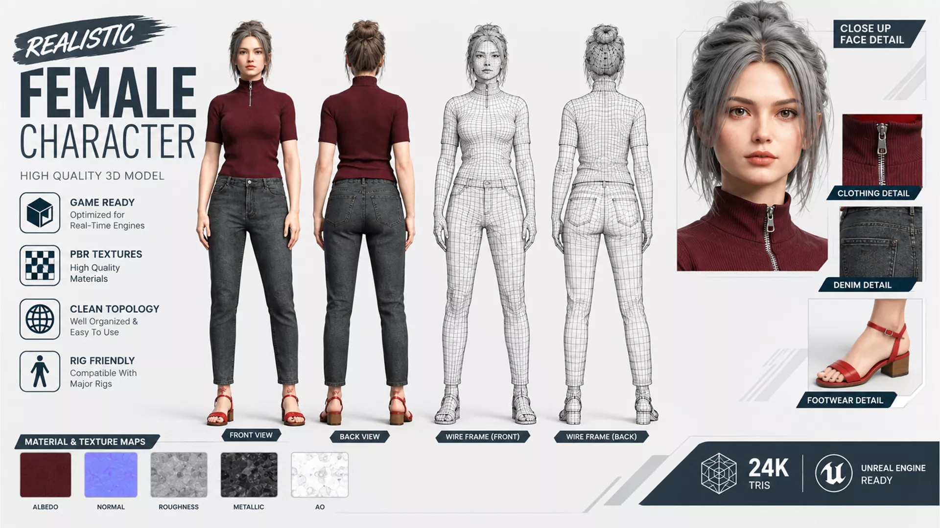 Realistic Female NPC 3D model