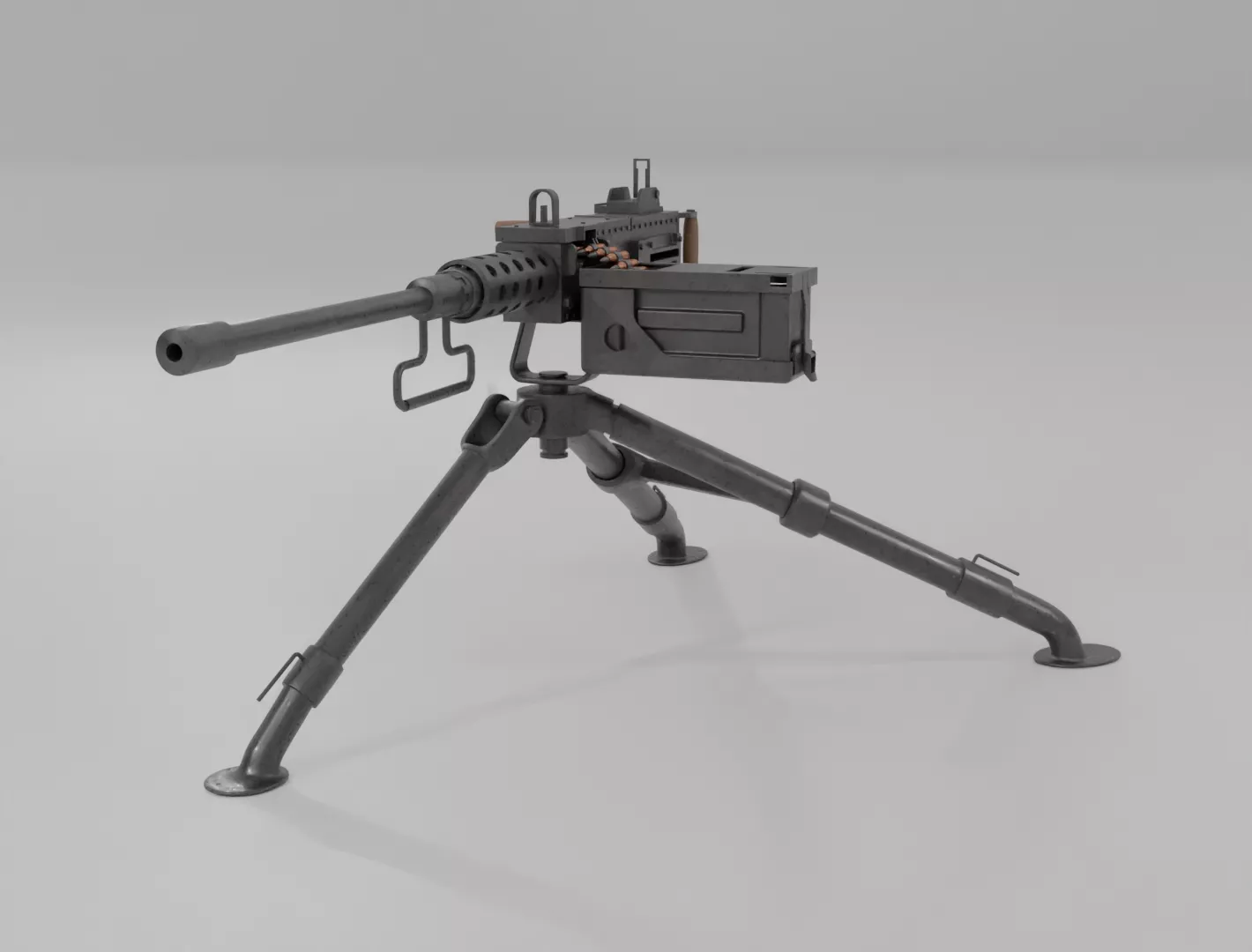 Browning M2HB 50 Cal Machine Gun on Tripod 3D Game Asset 3D model