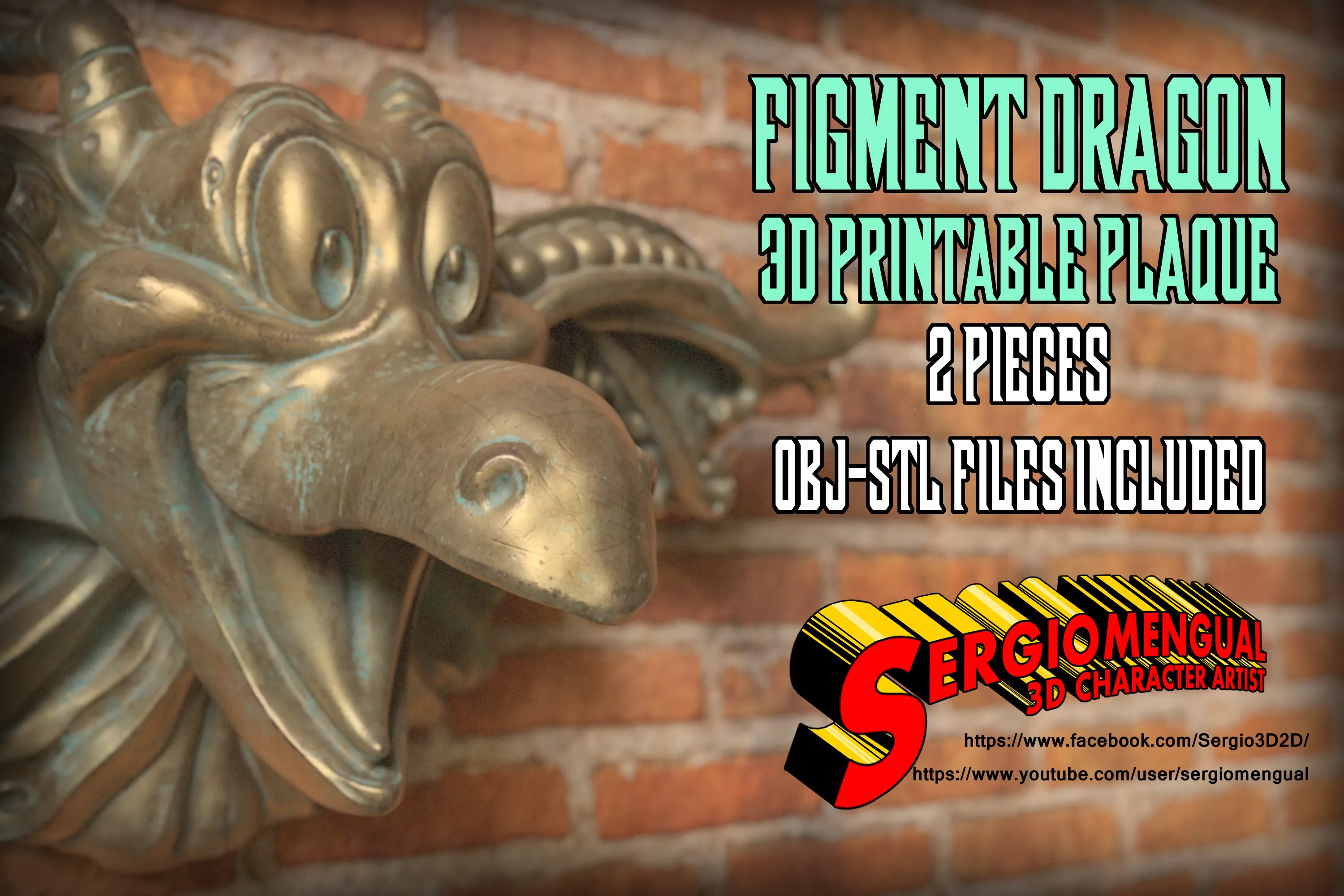 Disney EPCOT Park Figment Dragon 3D Printable Plaque 3D print model