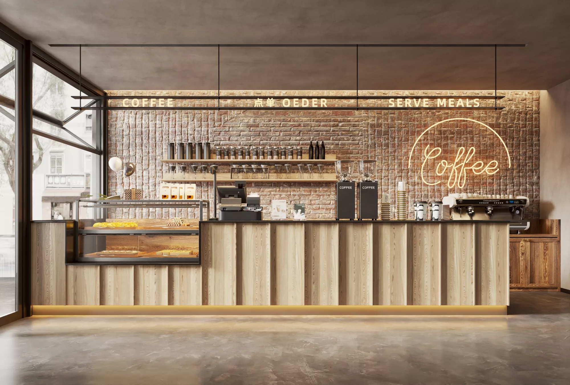 Modern Coffee Shop Counter Low-poly 3D model