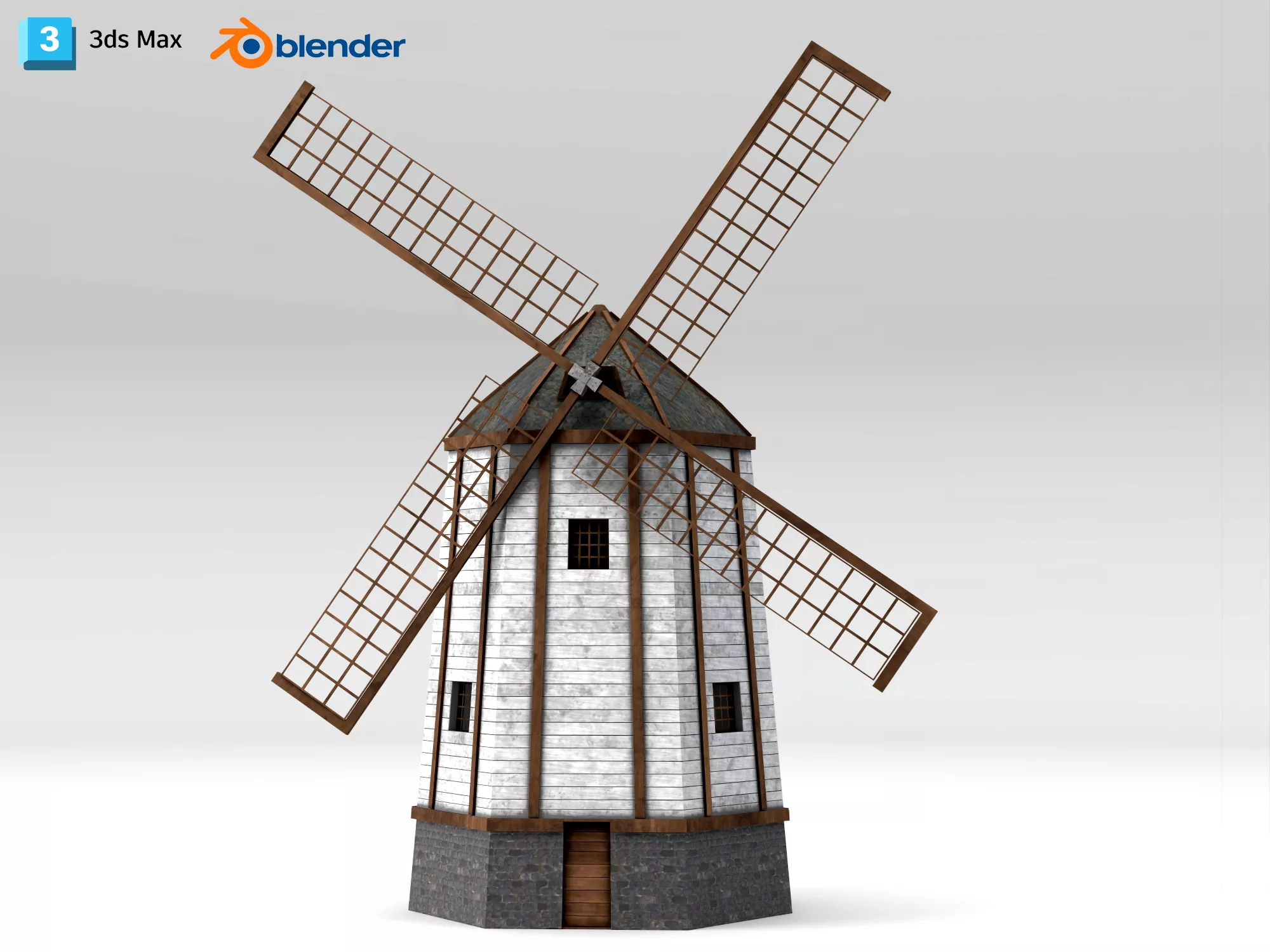 Old Wooden Windmill 3D model