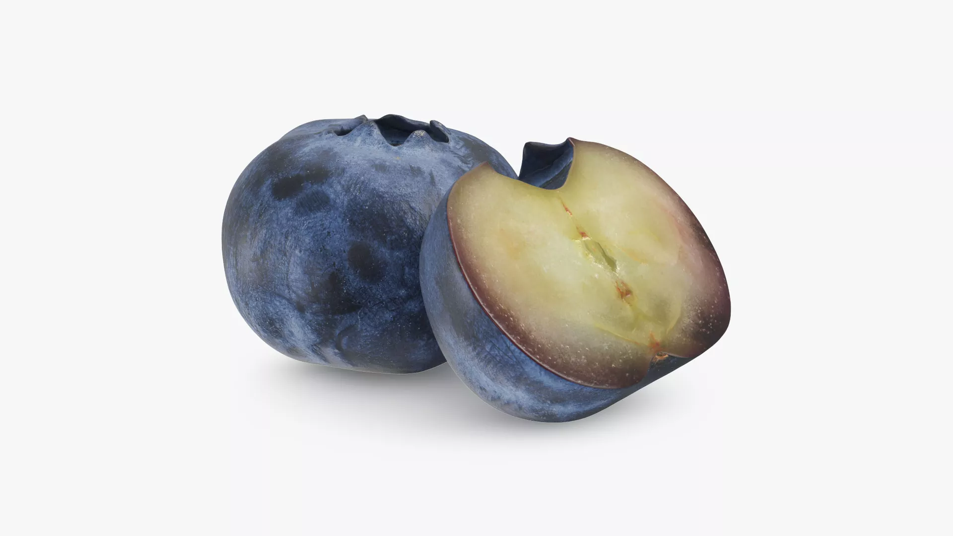 Whole And Half Blueberries Low-poly 3D model