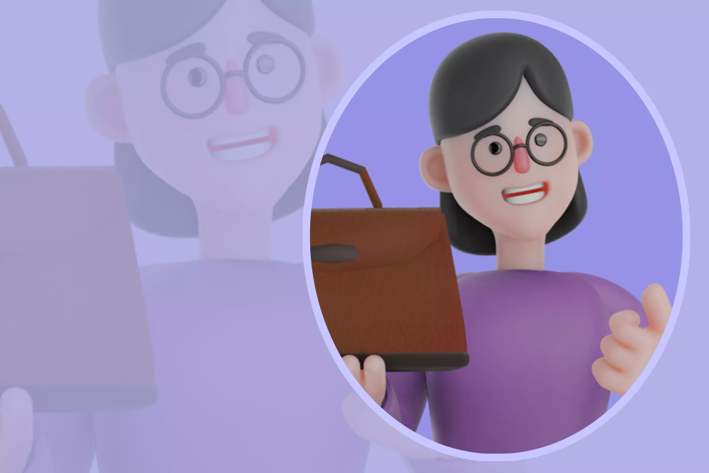 Friendly 3D Cartoon Dancer Character - Handbag and Thumbs Up 3D model