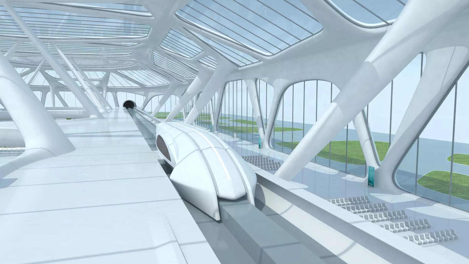 Sci-Fi Futuristic Metro Station 3D Model 4K PBR 3D model