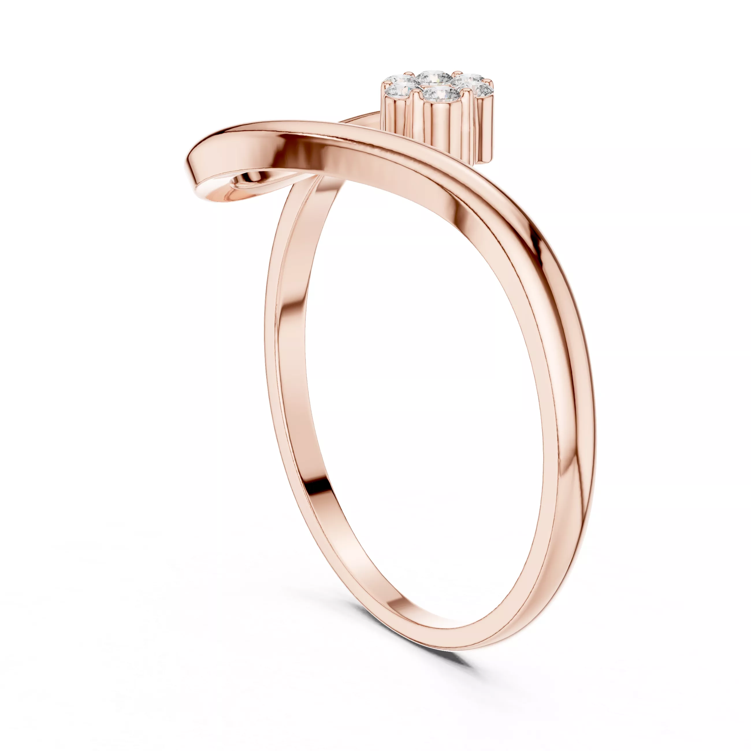 Modern Diamond Cluster Open Shank Ring Free 3D print model