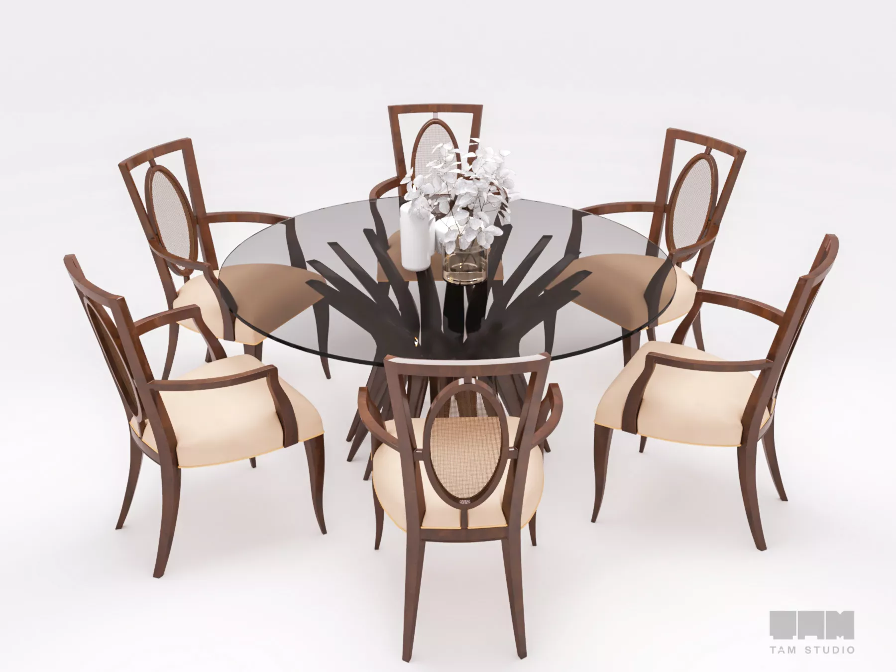 Modern Luxury Sculptural Round Dining Set 3D model