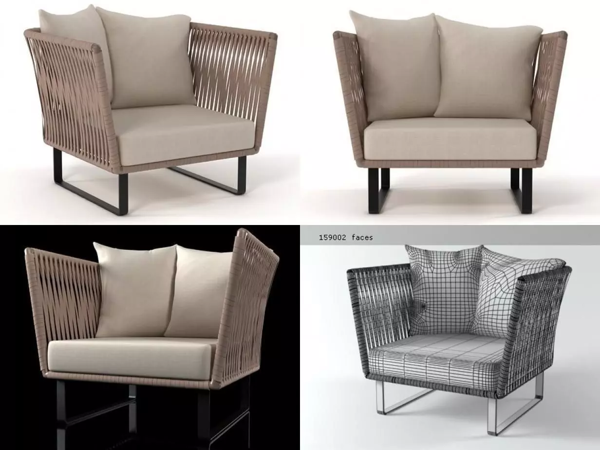 Bitta club armchair 3D model_1