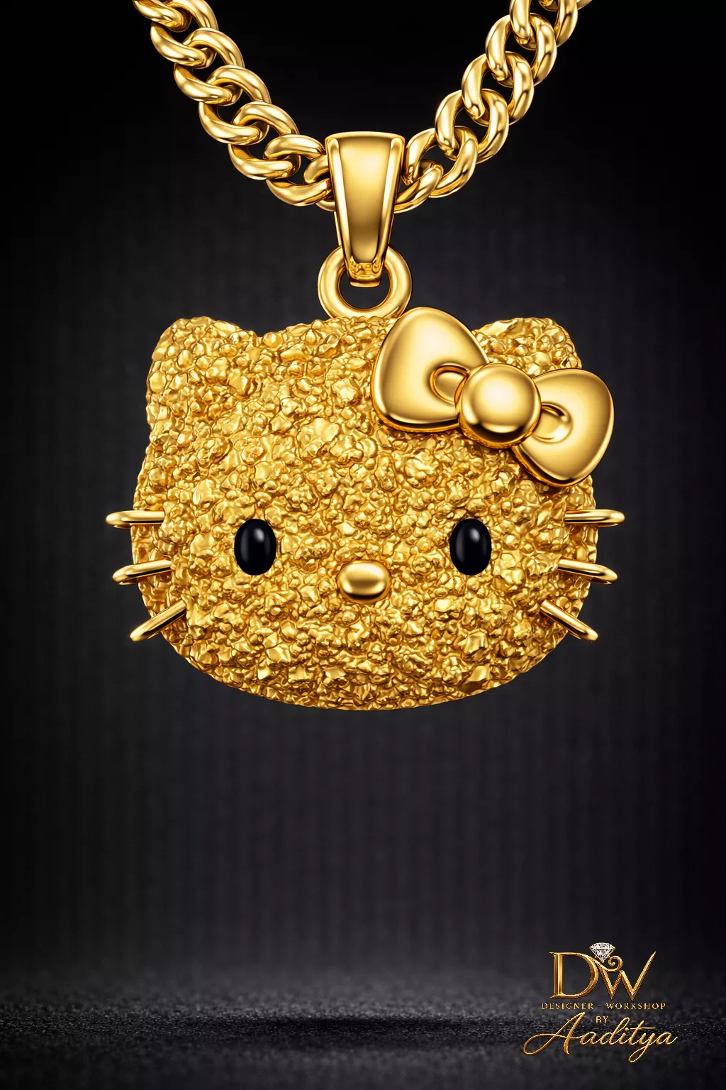 Hello Kitty Gold Charm Pendant 3D print model