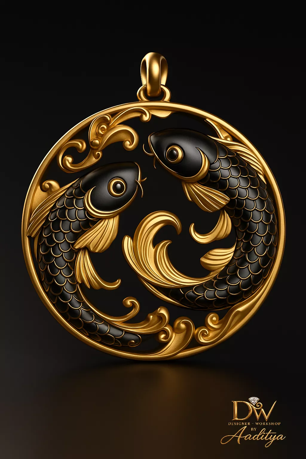 Koi Fish Yin Yang Pendant 3D print model