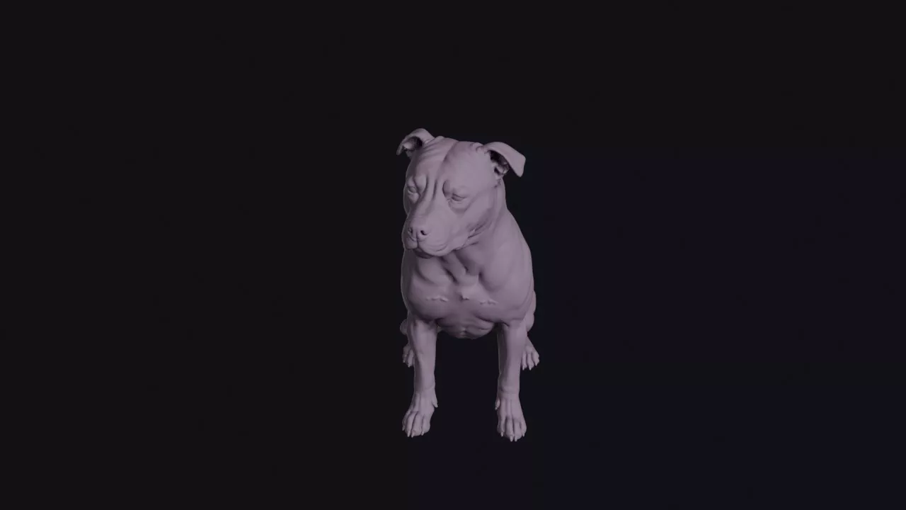 Sitting Staffordshire Bull Terrier Figurine 3D print model