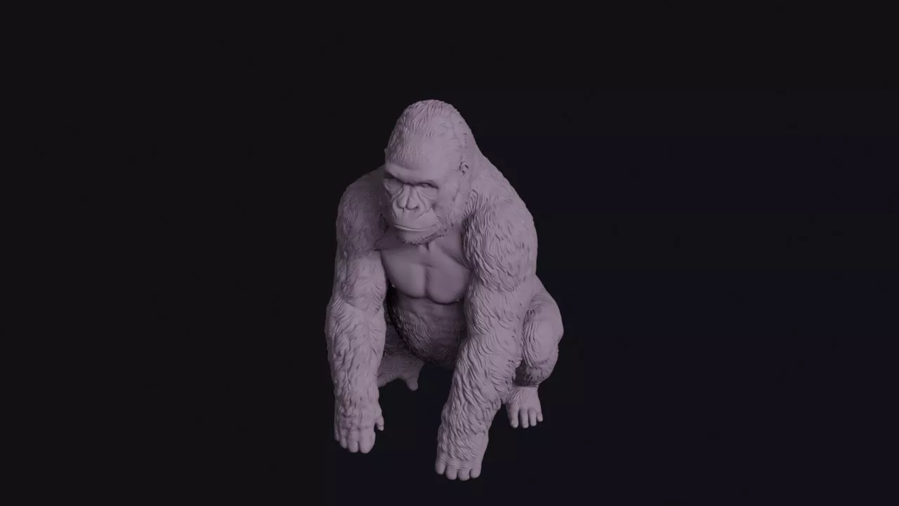 Sitting Silverback Gorilla Figurine 3D print model