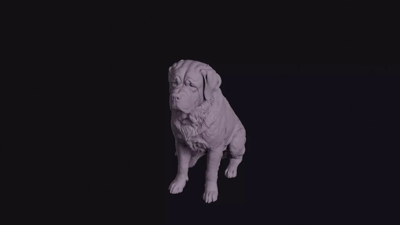 Sitting Saint Bernard Figurine 3D print model