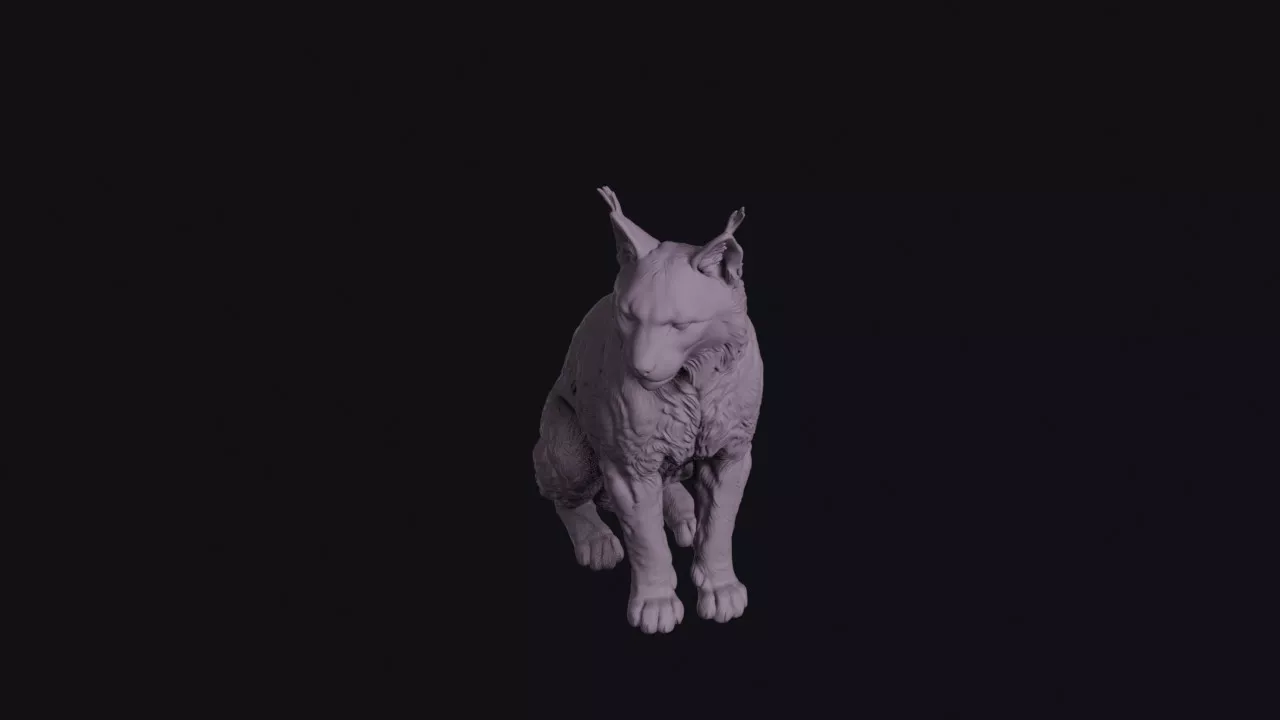 Sitting Lynx Figurine 3D print model