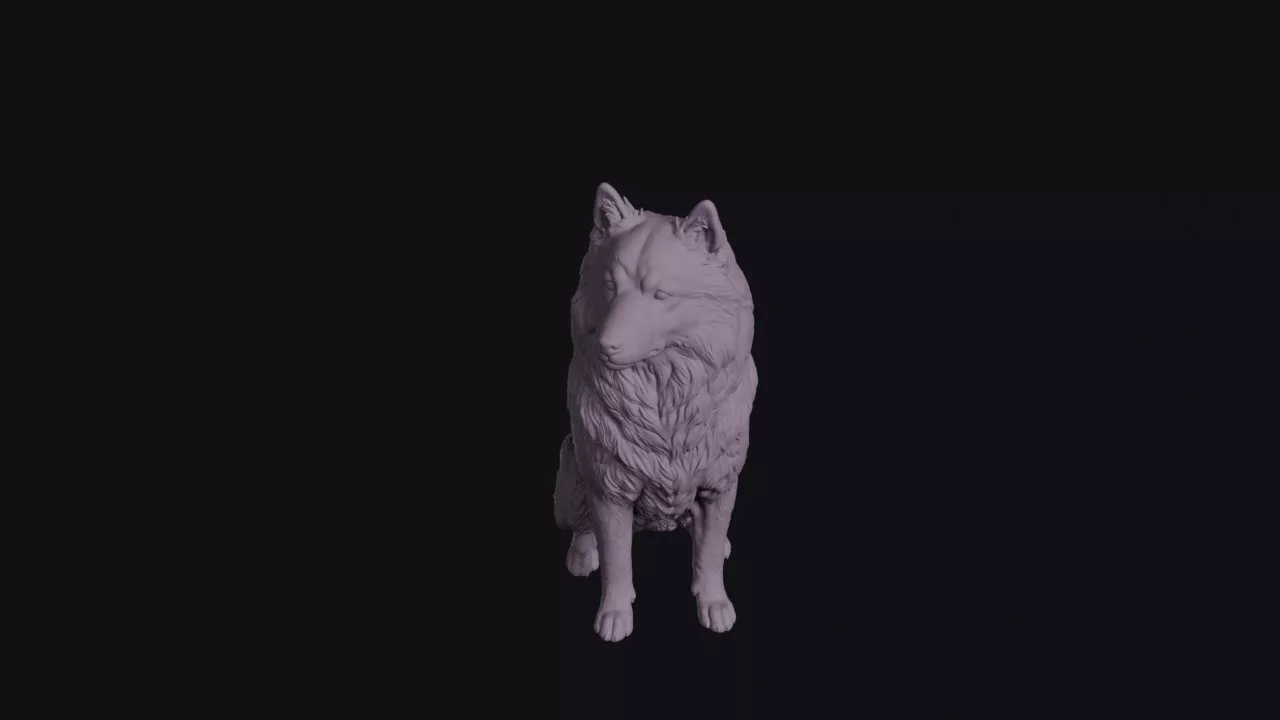 Sitting Japanese Spitz Figurine 3D print model