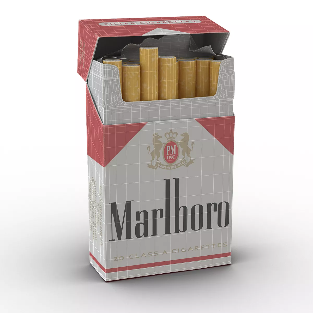 Opened Cigarettes Pack Marlboro 3D model