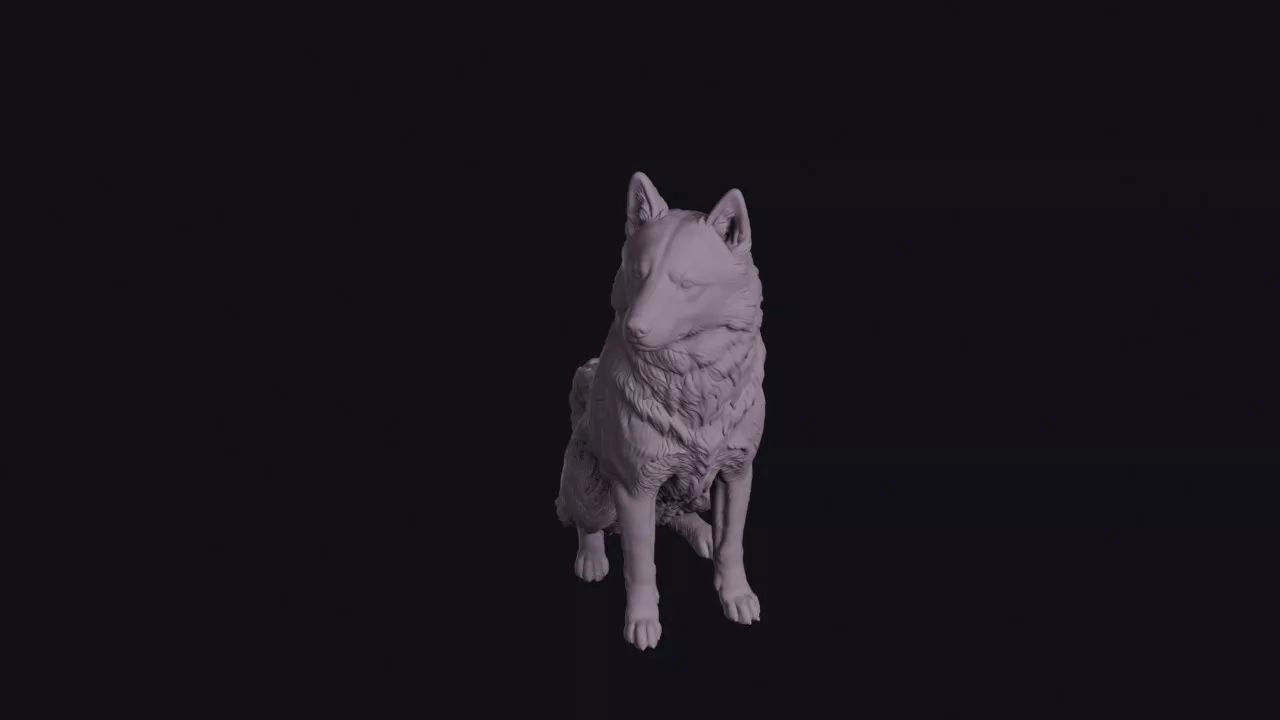 Sitting Finnish Spitz Figurine 3D print model