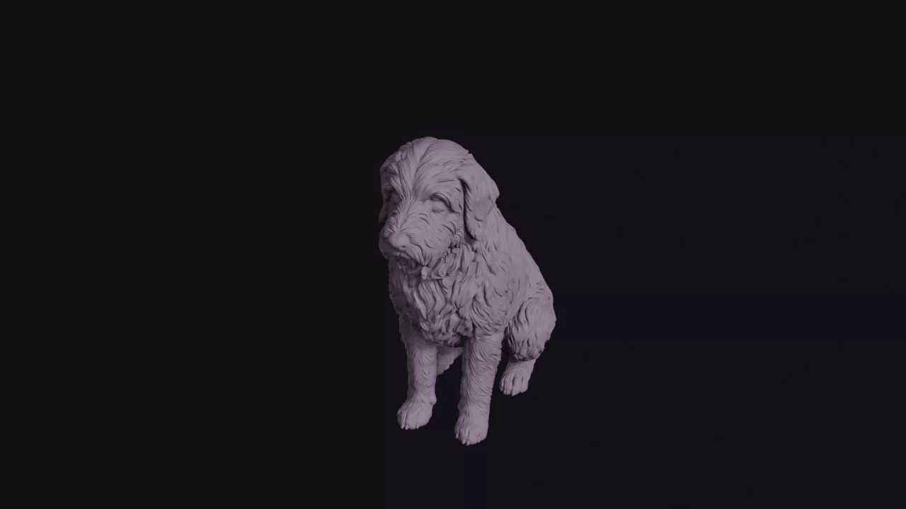 Sitting Bearded Collie Figurine 3D print model