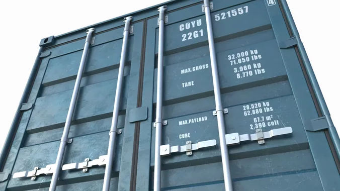 Container 20 ft ISO 3D Model RIG 8K PBR