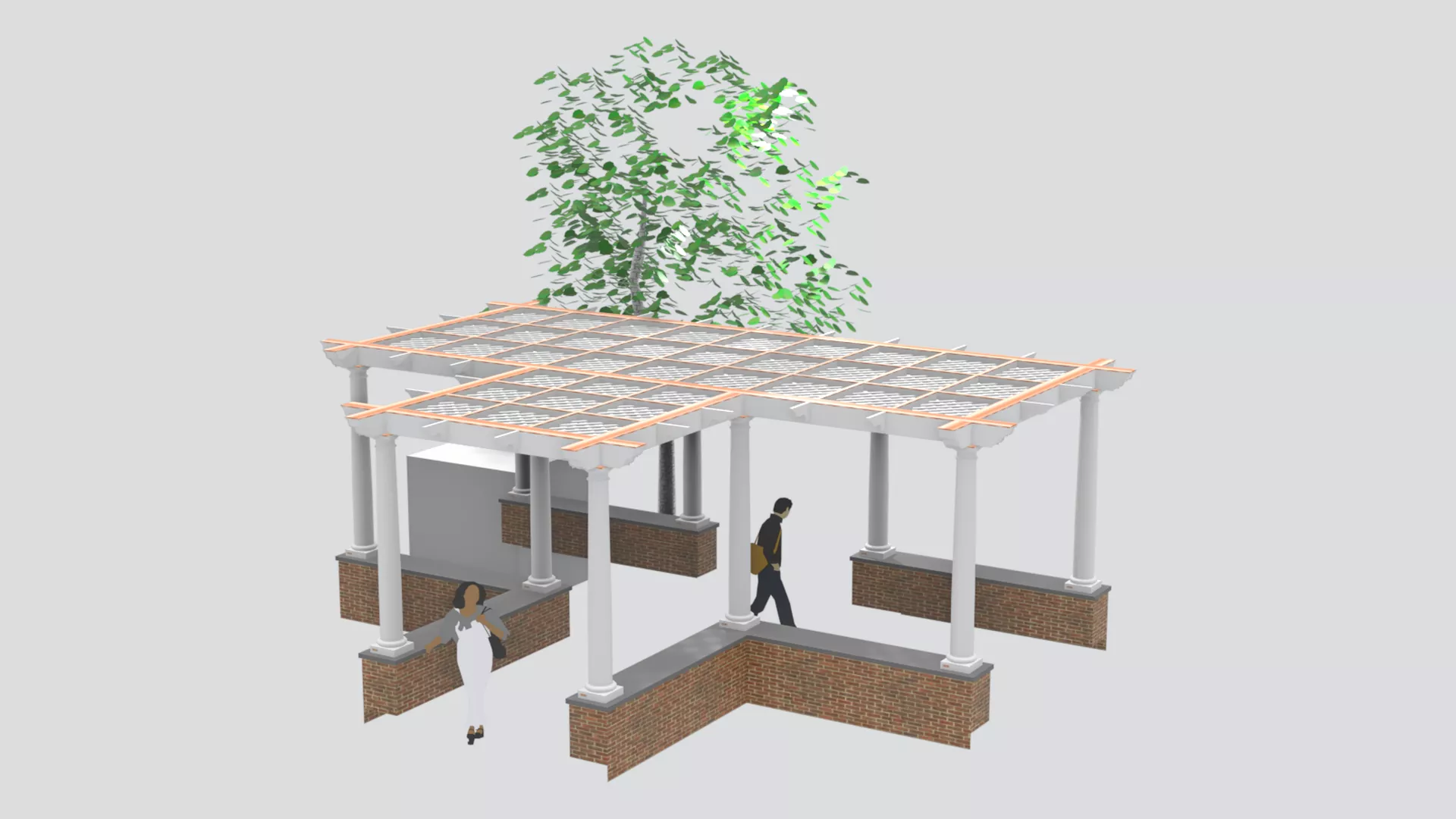 Detailed European Pergola Trellis Arbor 3D Model Low-poly 3D model