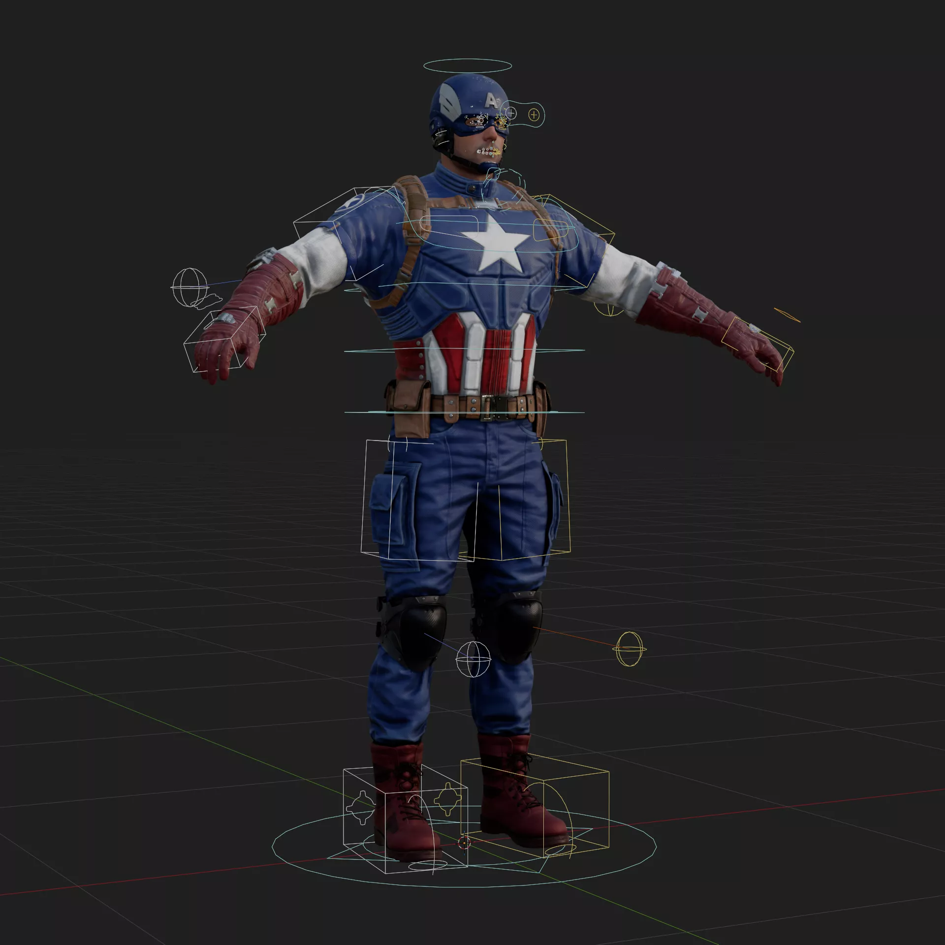 Captain America 3D Model Rigged PBR Blender FBX OBJ Low-poly 3D model