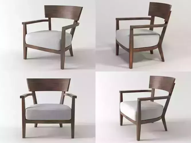 Sally wooden armchair in four different views 3D model