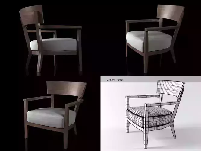 Sally wooden armchair in four different views