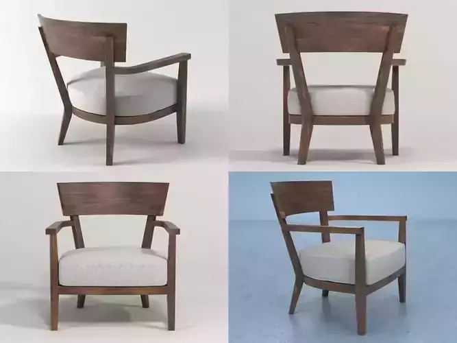 Sally wooden armchair in four different views
