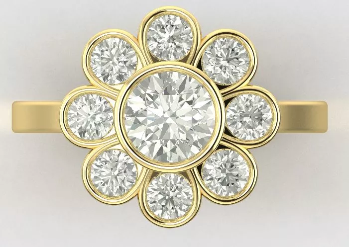 Premium Round Engagement Ring 3D print model