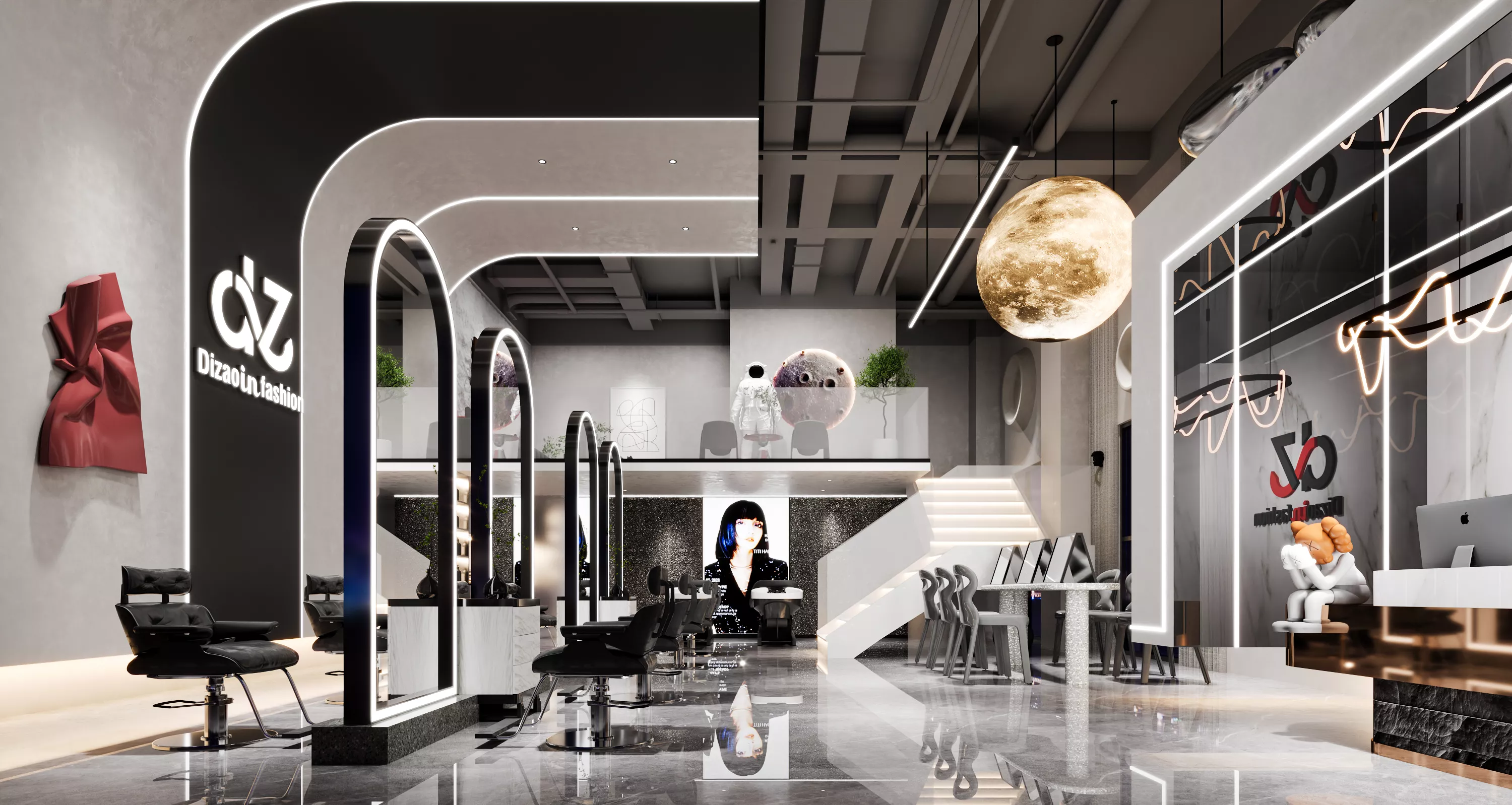 Interior design of hair salon 3D model