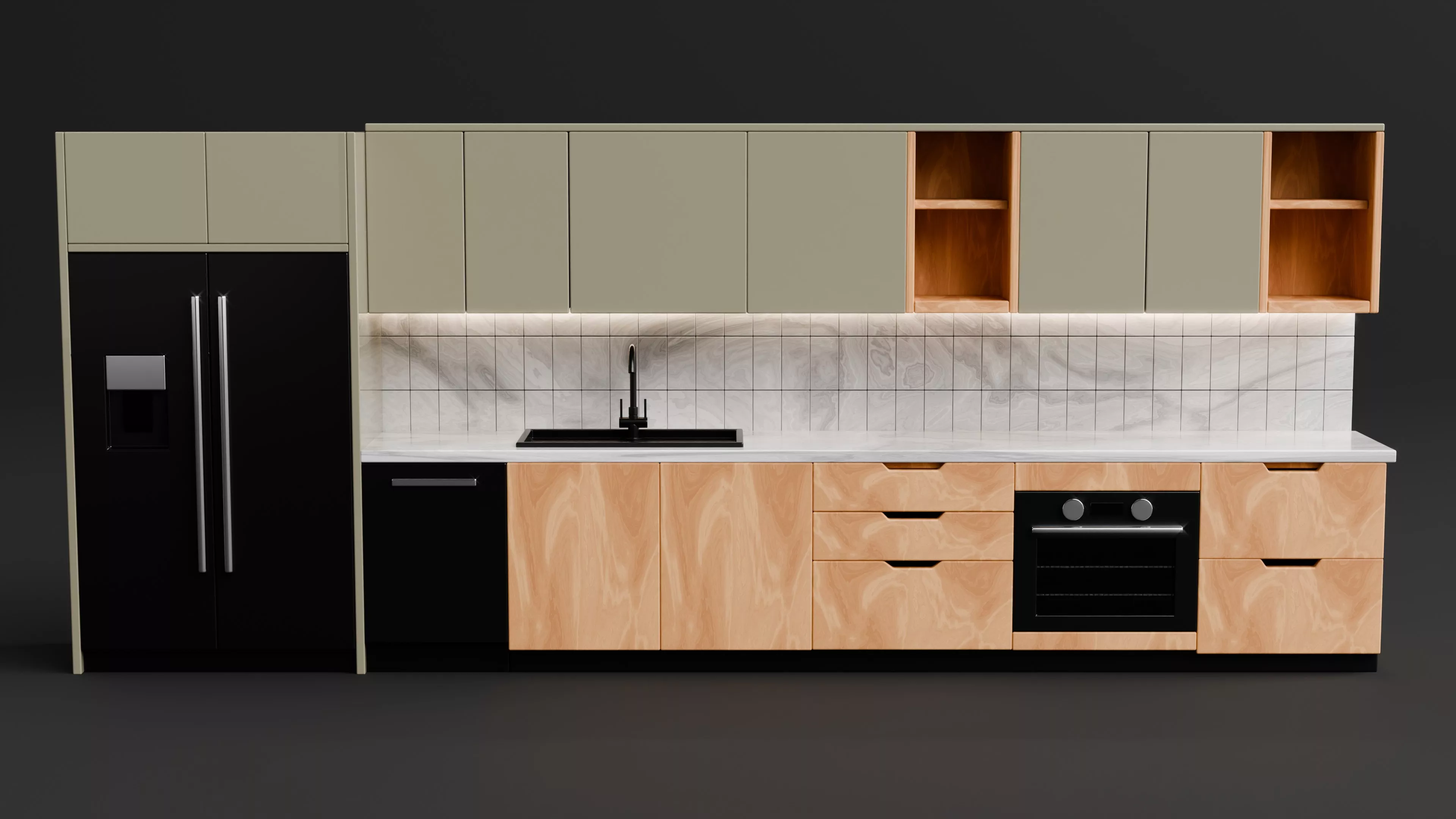 Minimal Modern Kitchen Interior Low-poly 3D model